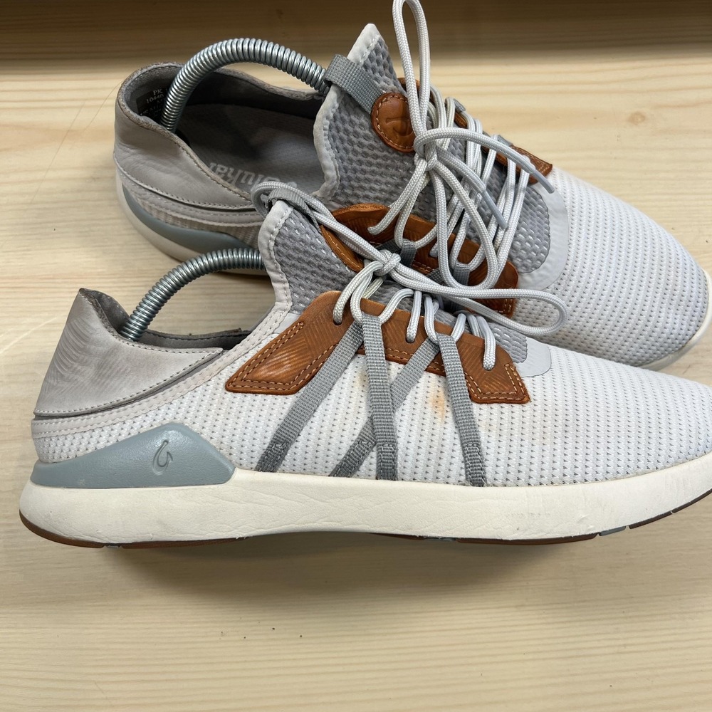 OluKai Mio Li Shoes Mens Size 10.5 Gray Mesh Leather Casual Sneakers 10440-DW25 - Picture 2 of 9